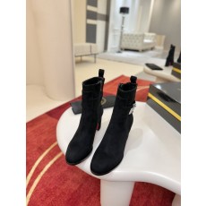 블랙 송아지 가죽 하이힐 앵클부츠 001-214569