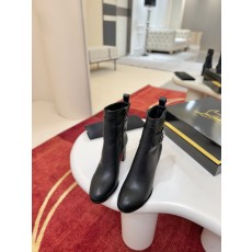 블랙 송아지 가죽 하이힐 앵클부츠 001-214570