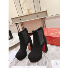 모비다스틱 블랙 카프스킨 두꺼운 굽 앵클부츠 001-214577