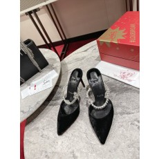 체인 장식 투명 스트랩 뾰족한 코 힐 뮬 001-214581