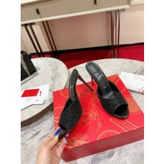 오픈 토 스트라스 뮬 하이힐 001-214582