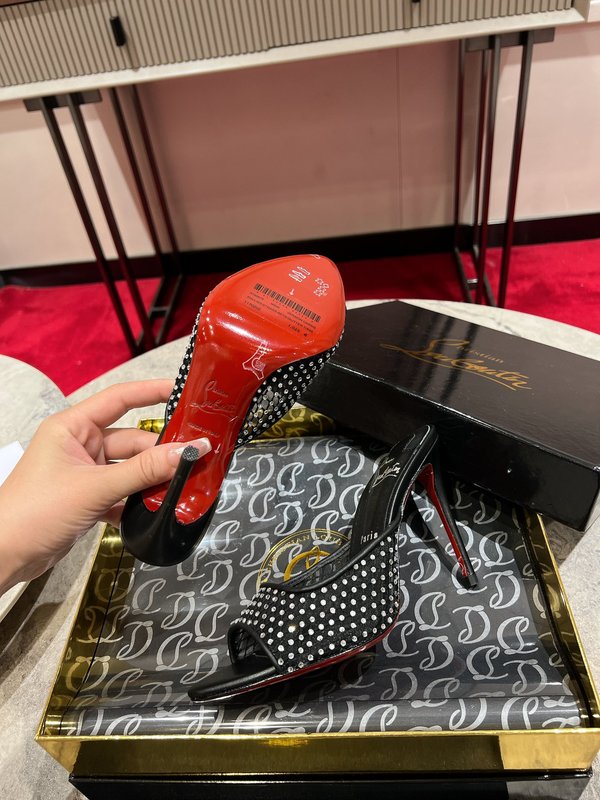 메쉬 풀 다이아몬드 하이힐 슬리퍼 001-214587