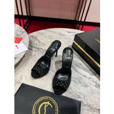 데님 스트라스 장식 하이힐 뮬 001-214592