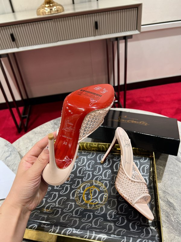 메쉬 풀 다이아몬드 하이힐 슬리퍼 001-214593