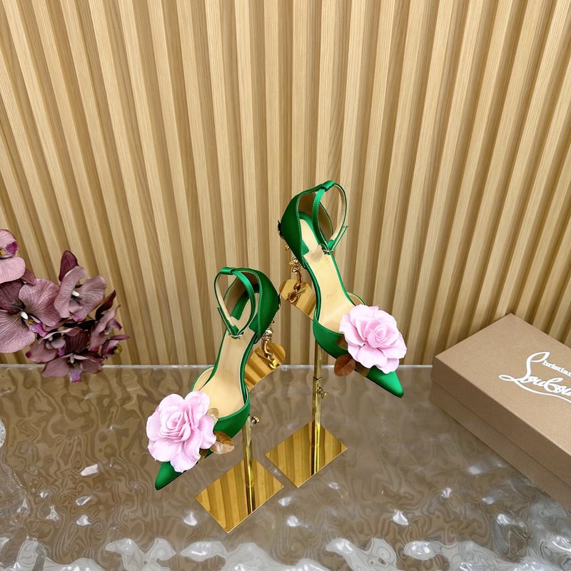 레드솔 장미 꽃 장식 하이힐 001-214651