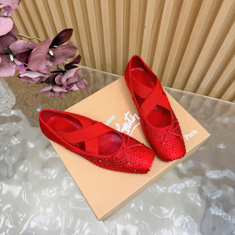 실크 레드솔 발레리나 하이힐 001-214709