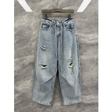 발렌시아가 홀 와이드 핏 워시 데님 팬츠 001-215256
