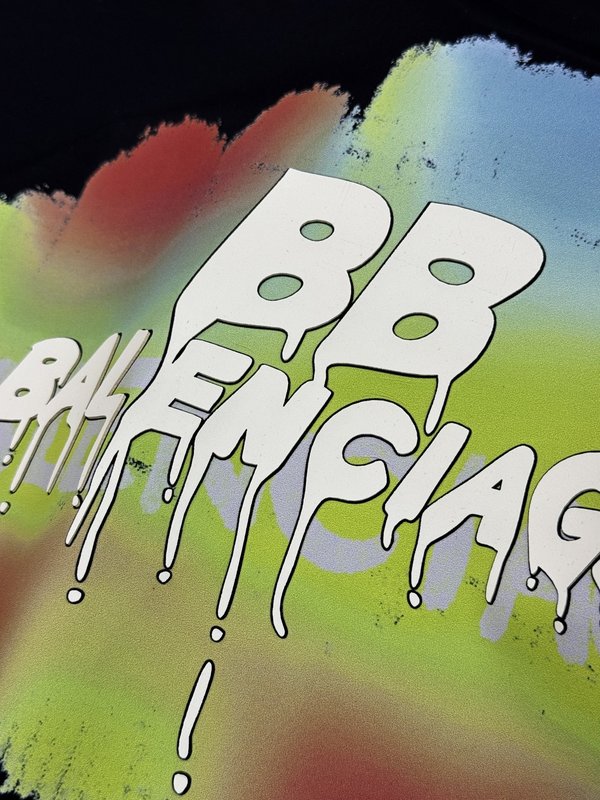발렌시아가 BB 그래피티 프린트 머서라이즈드 코튼 티셔 001-215282