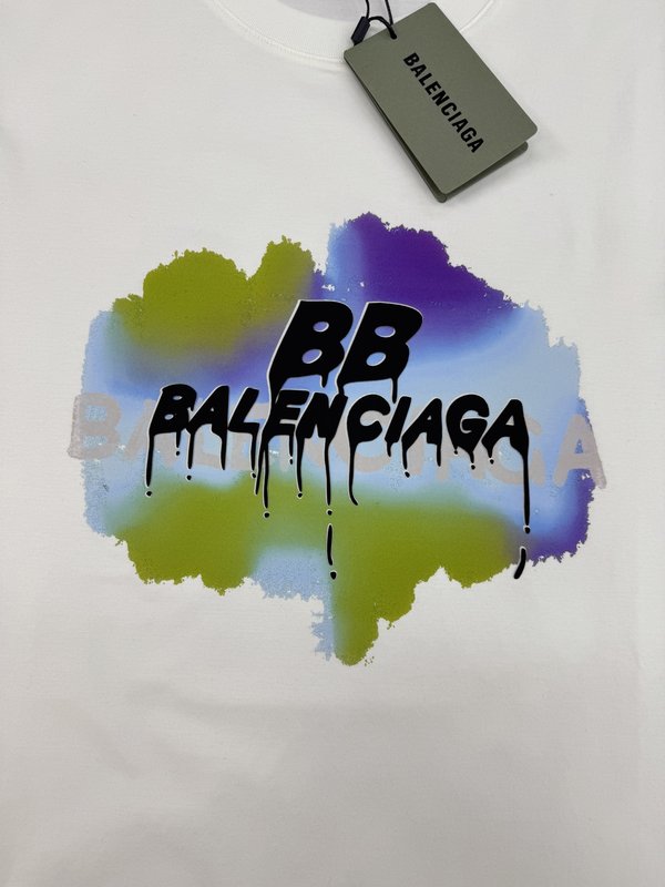 발렌시아가 BB 그래피티 프린트 머서라이즈드 코튼 티셔 001-215283