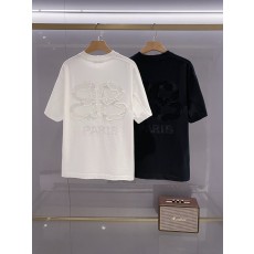 발렌시아가 남성 라운드넥 자수 반팔 티셔츠 001-215293