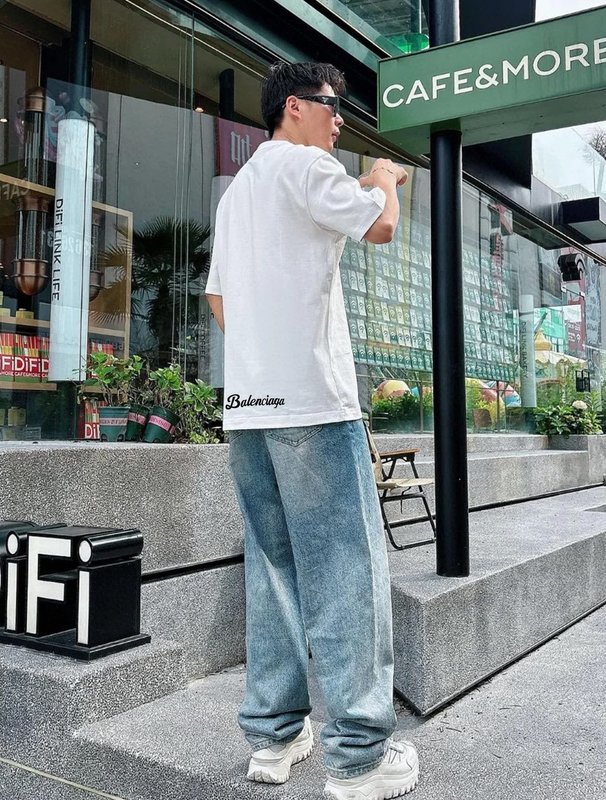 발렌시아가 양면 열전사 순면 티셔츠 001-215318