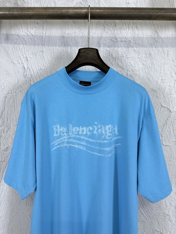 발렌시아가 흐릿한 콜라 프린트 워싱 빈티지 반팔 티셔츠 001-215341