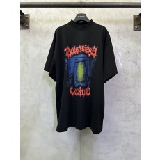 발렌시아가 복고 평직 니트 반팔 티셔츠 001-215348