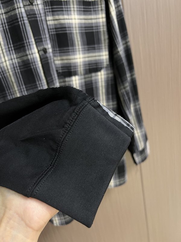 발렌시아가 체크 프린트 가짜 두 벌 셔츠 자켓 001-215365