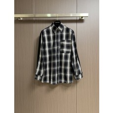 발렌시아가 체크 프린트 가짜 두 벌 셔츠 자켓 001-215365