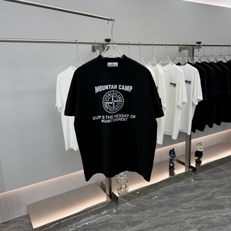 스톤 아일랜드 라운드넥 반팔 티셔츠 유니섹스 루즈핏 001-215671