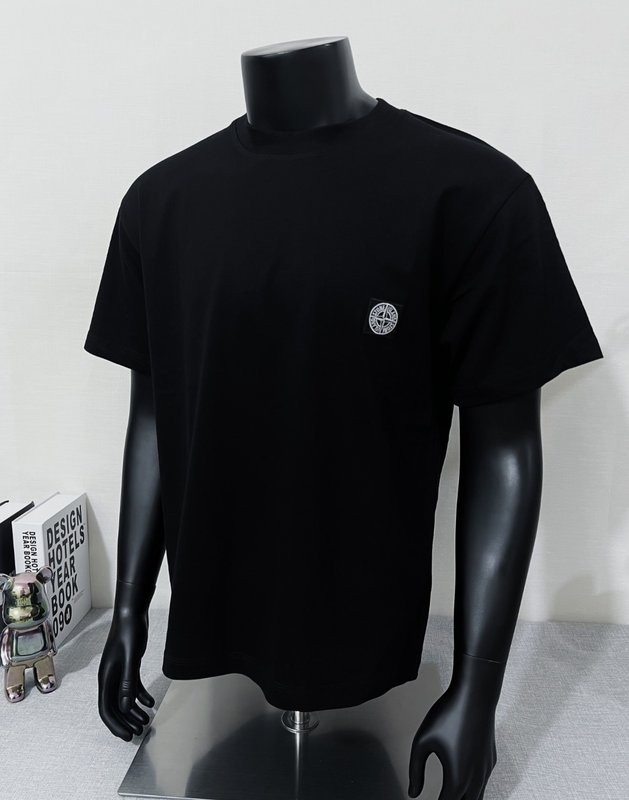 스톤아일랜드 클래식 엠블럼 라운드넥 반팔 티셔츠 001-215724