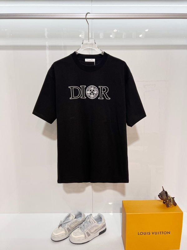 디올 스톤아일랜드 콜라보 라운드넥 반팔 티셔츠 001-215791