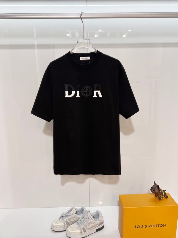 디올 스톤아일랜드 콜라보 라운드넥 반팔 티셔츠 001-215793