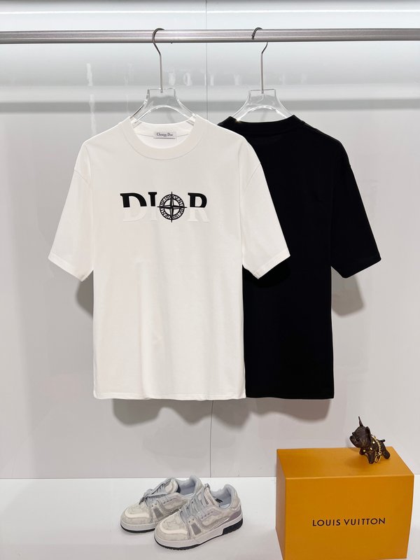 디올 스톤아일랜드 콜라보 라운드넥 반팔 티셔츠 001-215793