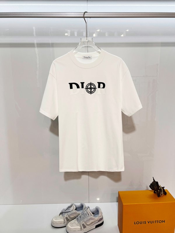 디올 스톤아일랜드 콜라보 라운드넥 반팔 티셔츠 001-215794