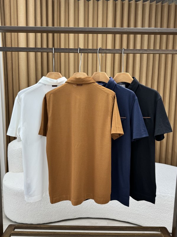 제니아 실크 혼방 폴로 셔츠 반팔 티셔츠 001-215958