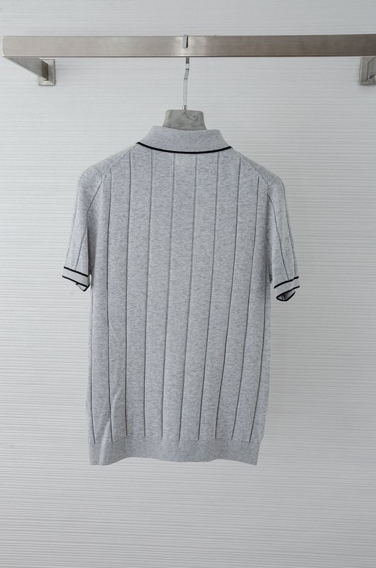 제냐 장면 면 니트 칼라 반팔 티셔츠 001-215975