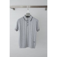 제냐 장면 면 니트 칼라 반팔 티셔츠 001-215975