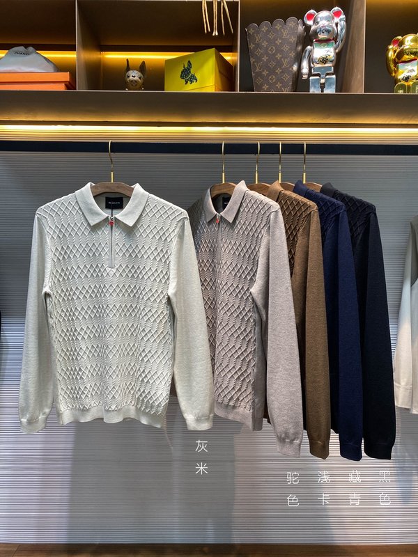 Kiton 남성 울 텐셀 혼방 니트 폴로 셔츠 001-216039