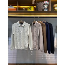 Kiton 남성 울 텐셀 혼방 니트 폴로 셔츠 001-216039