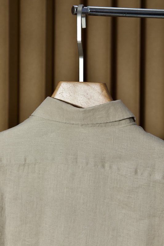 Kiton 자수 포인트 리넨 긴팔 셔츠 001-216047