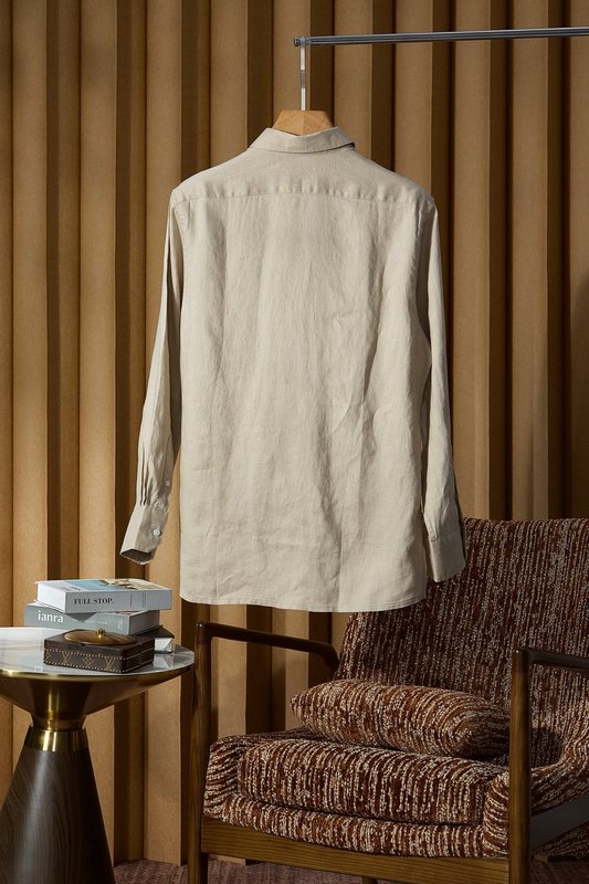 Kiton 자수 포인트 리넨 긴팔 셔츠 001-216047