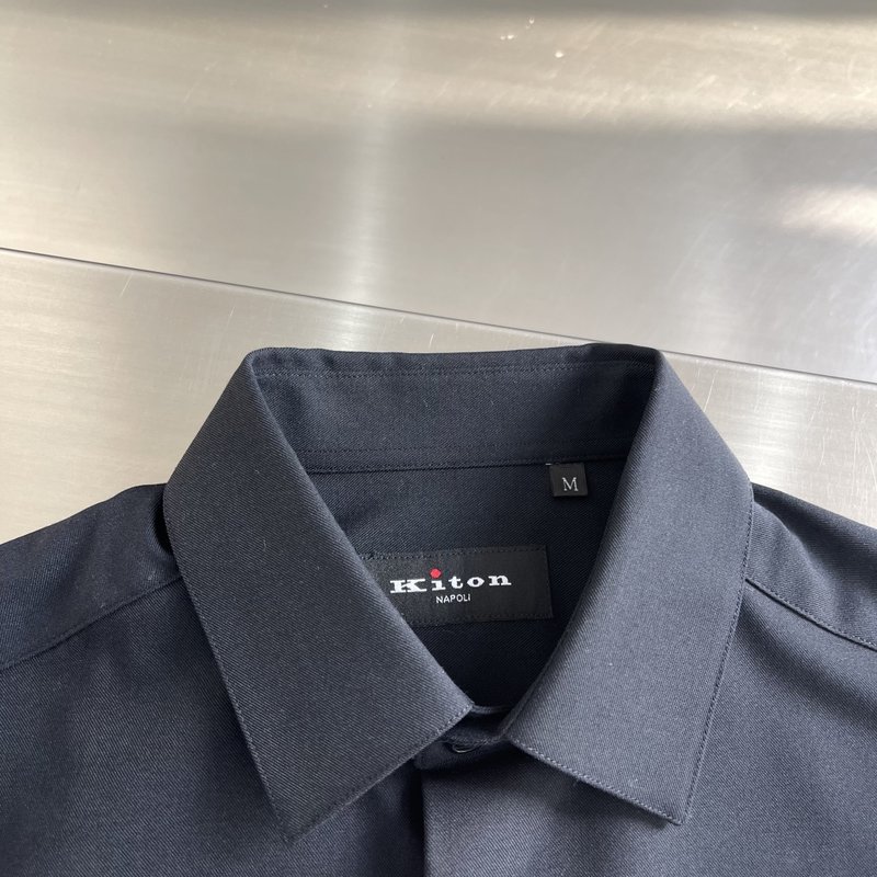 Kiton 남성 텐셀 코튼 칼라 롱슬리브 셔츠 001-216048