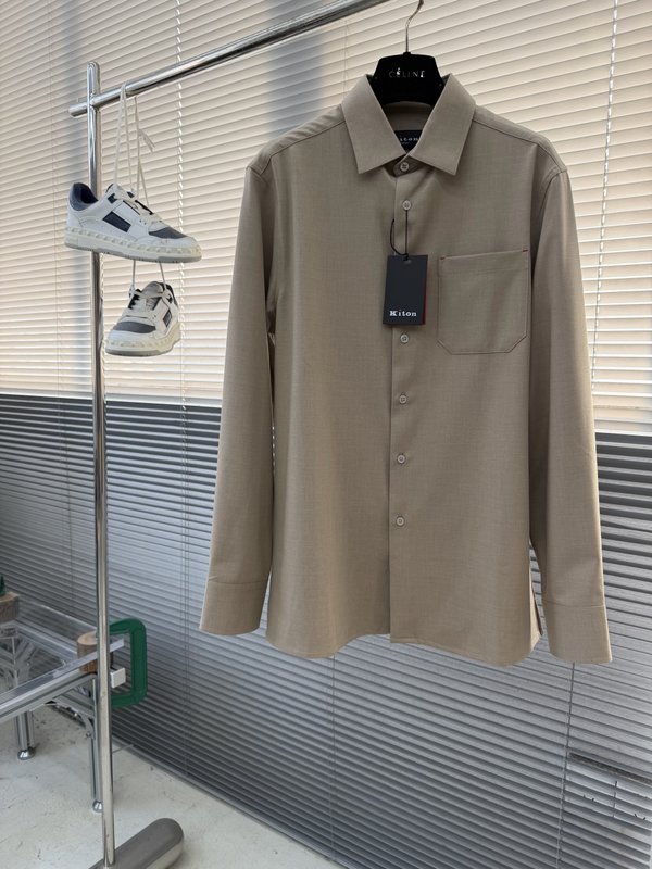 Kiton 남성 텐셀 코튼 라펠 긴팔 셔츠 001-216050