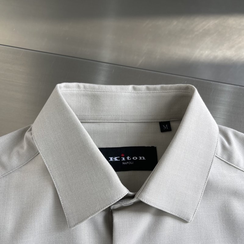 Kiton 남성 텐셀 코튼 라펠 긴팔 셔츠 001-216051
