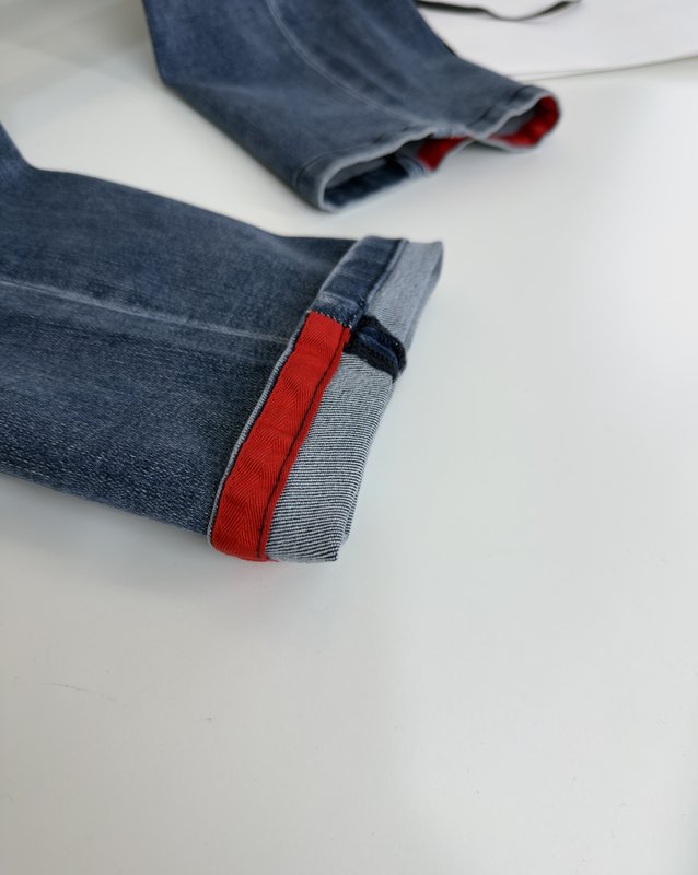 Kiton 남성 블루 워시 스트레이트 진 001-216056