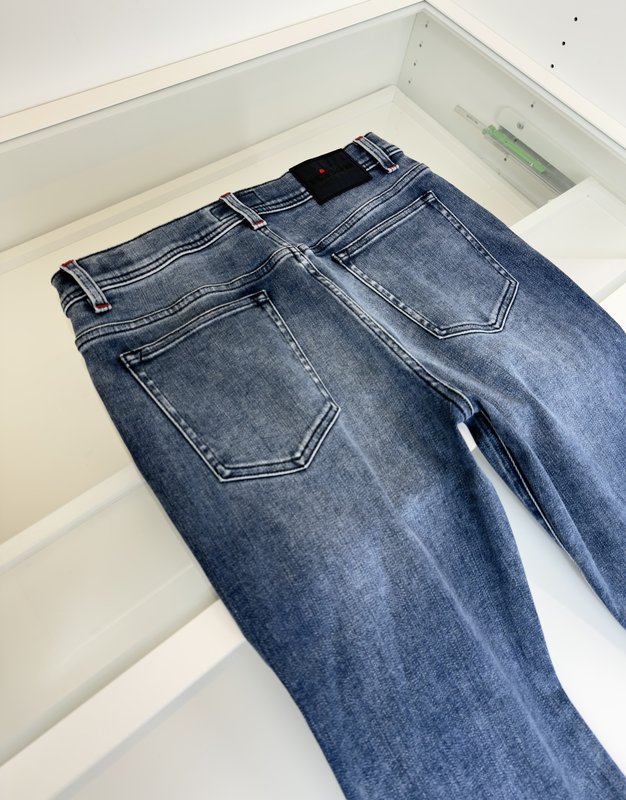 Kiton 남성 블루 워시 스트레이트 진 001-216056