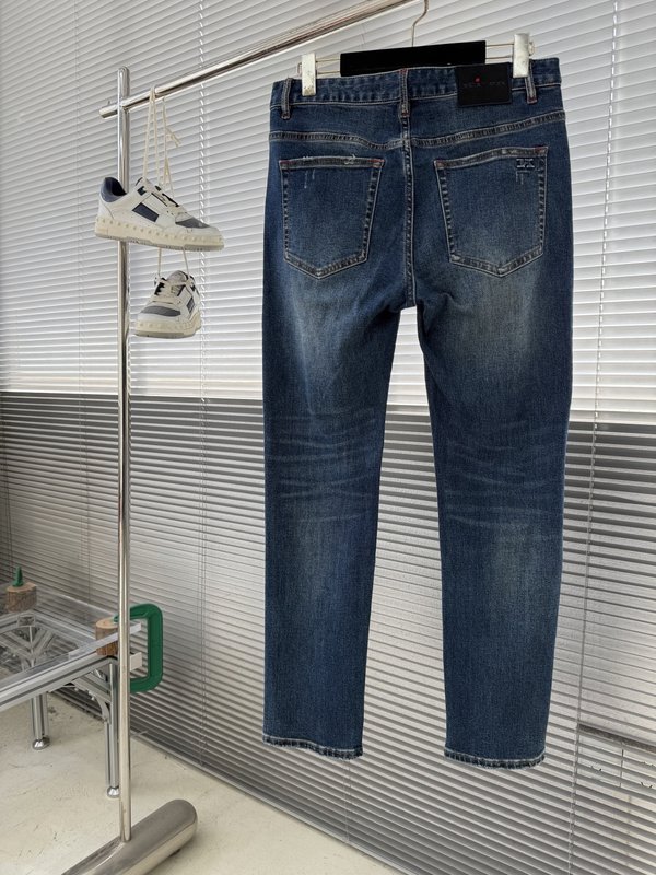 Kiton 가을 겨울 신축성 슬림 스트레이트 진 001-216059