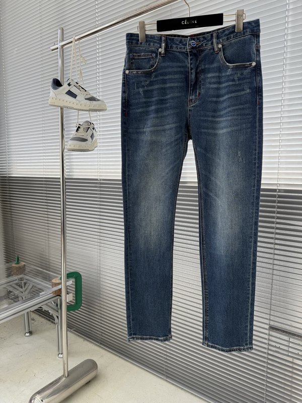 Kiton 가을 겨울 신축성 슬림 스트레이트 진 001-216059