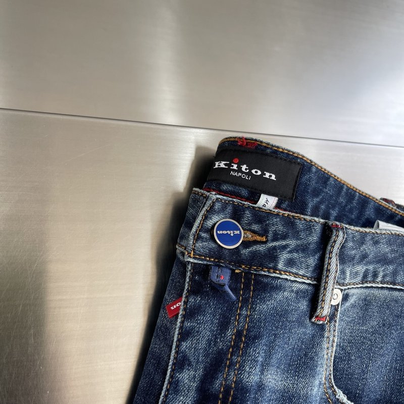 Kiton 가을 겨울 신축성 슬림 스트레이트 진 001-216059