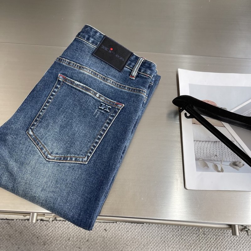 Kiton 가을 겨울 신축성 슬림 스트레이트 진 001-216059