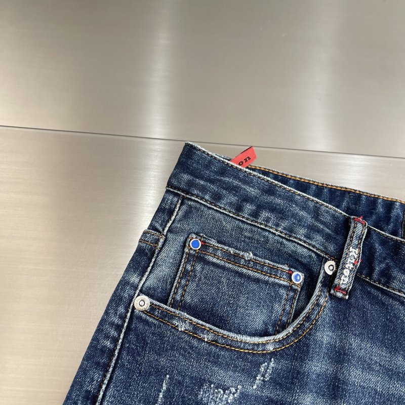 Kiton 가을 겨울 신축성 슬림 스트레이트 진 001-216059