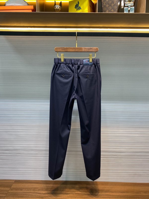Kiton 남성 네이비 울 혼방 캐주얼 정장 바지 001-216060