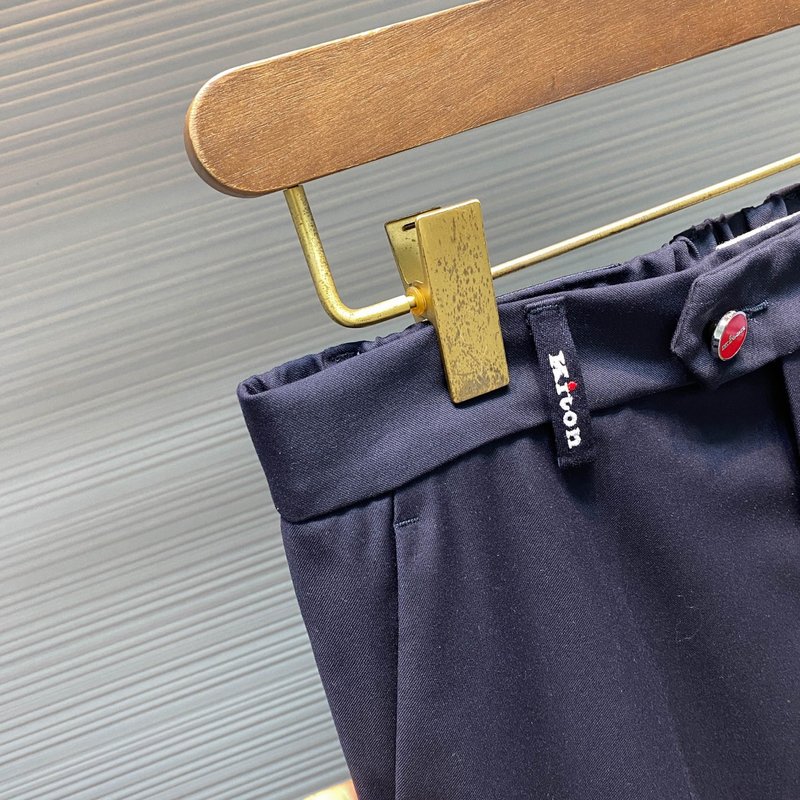 Kiton 남성 네이비 울 혼방 캐주얼 정장 바지 001-216060