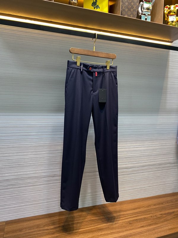 Kiton 남성 네이비 울 혼방 캐주얼 정장 바지 001-216060