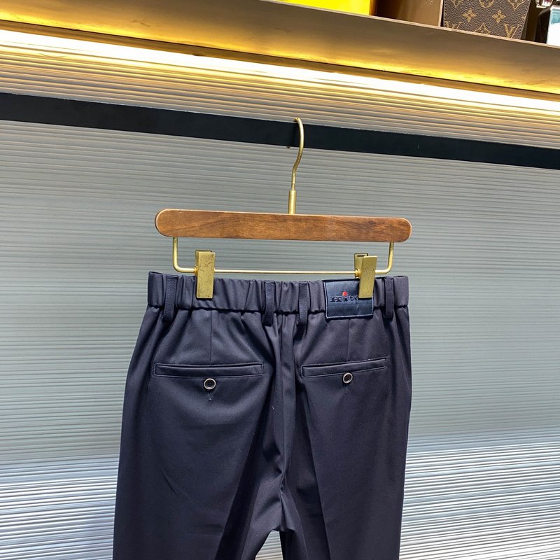 Kiton 남성 네이비 울 혼방 캐주얼 정장 바지 001-216060