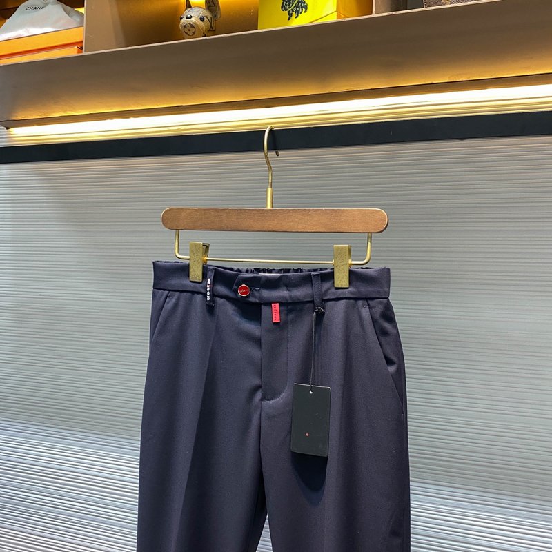 Kiton 남성 네이비 울 혼방 캐주얼 정장 바지 001-216060