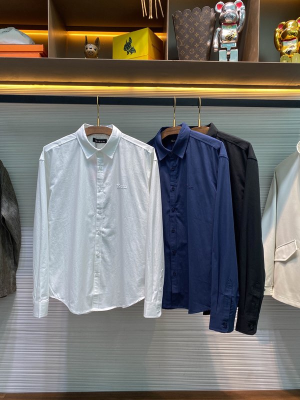 Kiton 고밀도 사면 코튼 라펠 긴팔 셔츠 001-216071