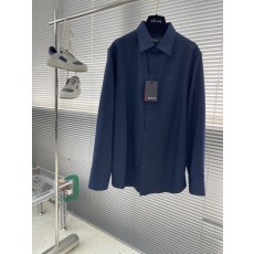 Kiton 남성 면 소재 자수 칼라 긴팔 셔츠 001-216086