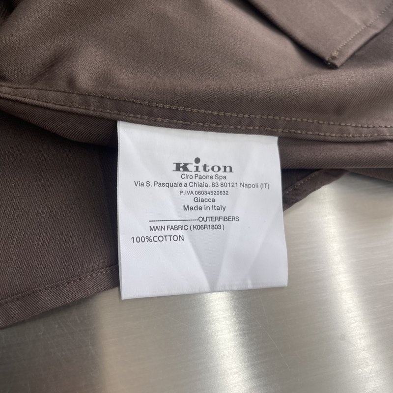 Kiton 남성 면 소재 자수 칼라 긴팔 셔츠 001-216087